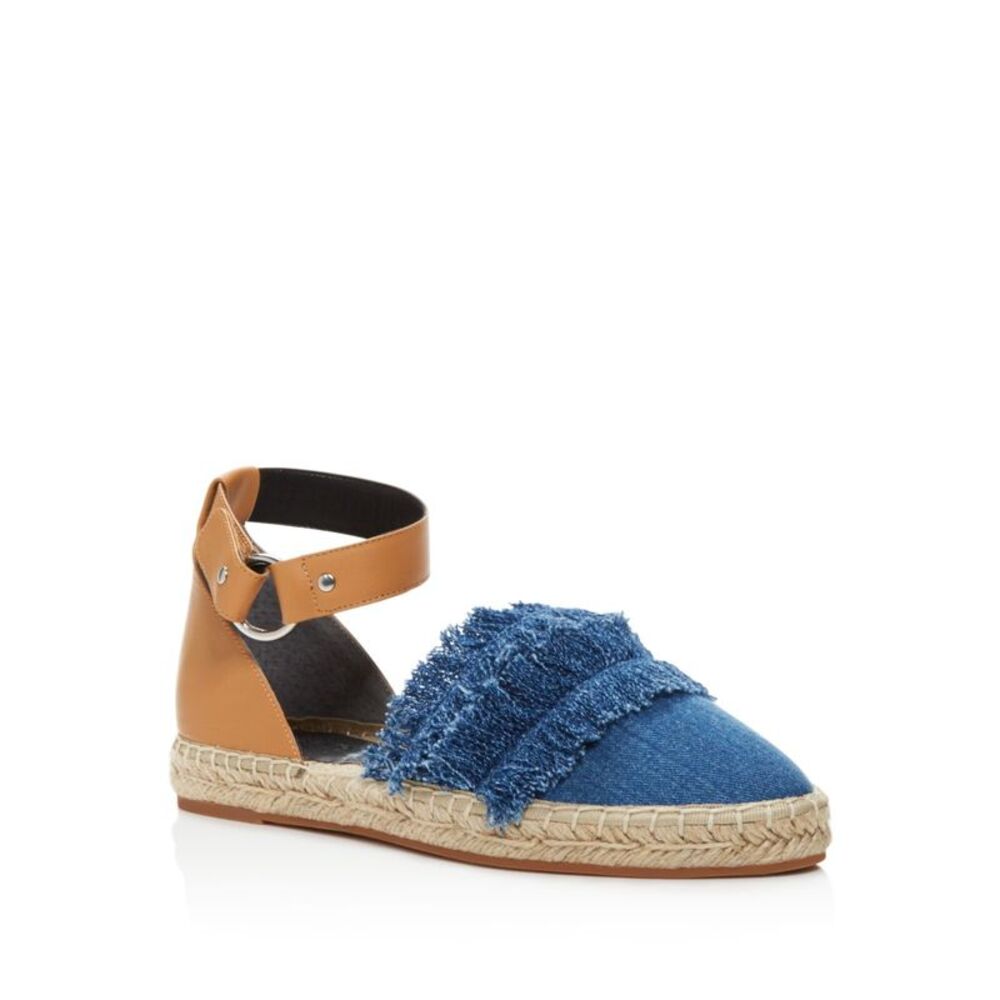 REBECCA MINKOFF Womens Blue Mixed Media Fringed Vicky Toe Espadrille Shoes 7.5 M